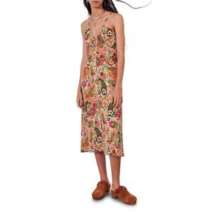 Ba&Sh 'Baila' Green Floral Paisley Button Front Midi Dress Size M